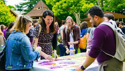 Community members gathering at Wonderland, engaged in collaborative activities